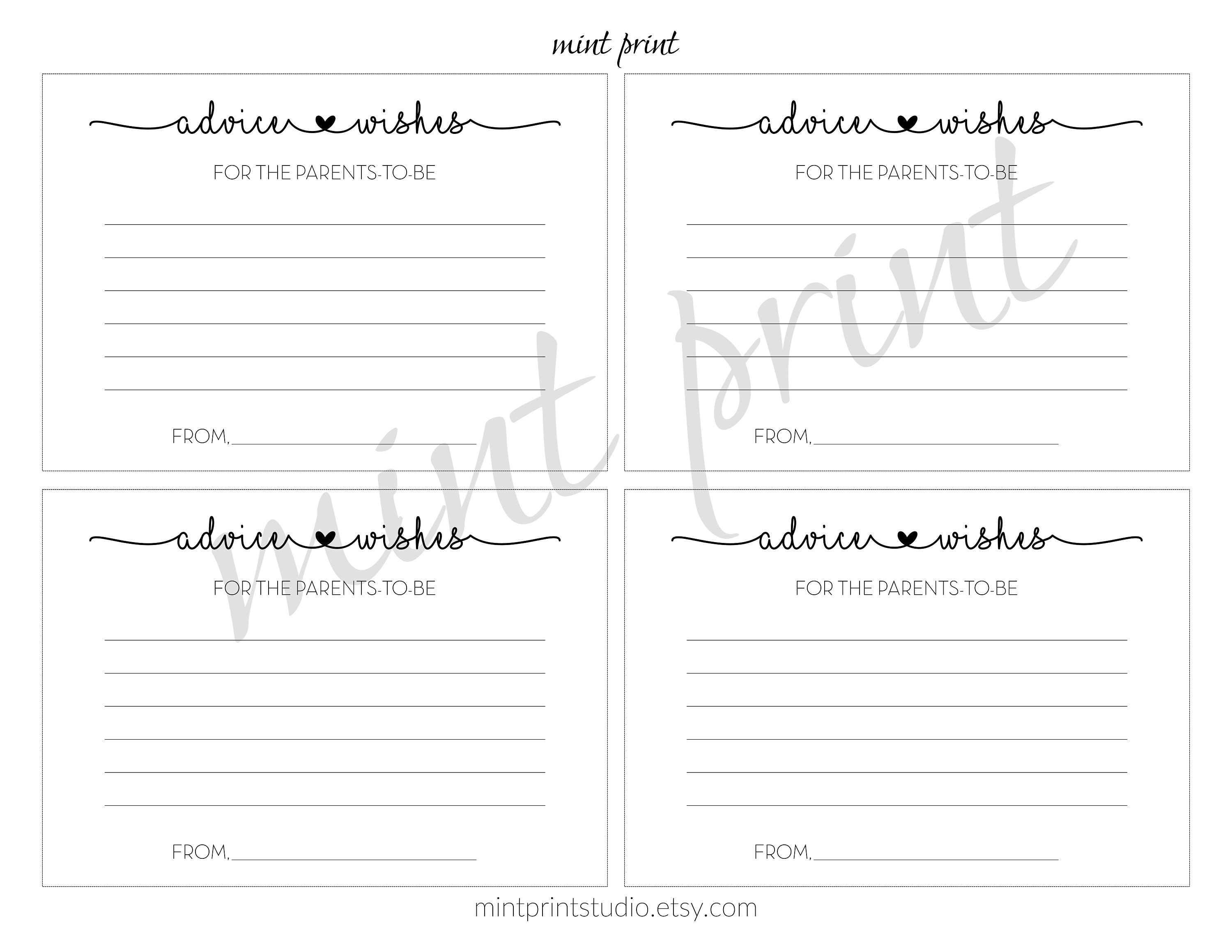 Advice for the Parents to Be Printable Advice for the Parents - Etsy