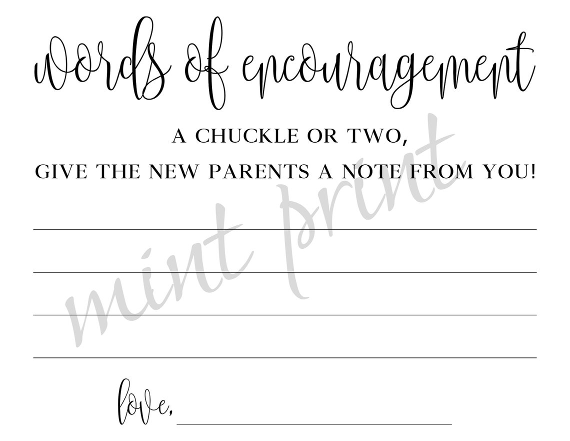 Instant Download Words of Encouragement for the New Parents Etsy