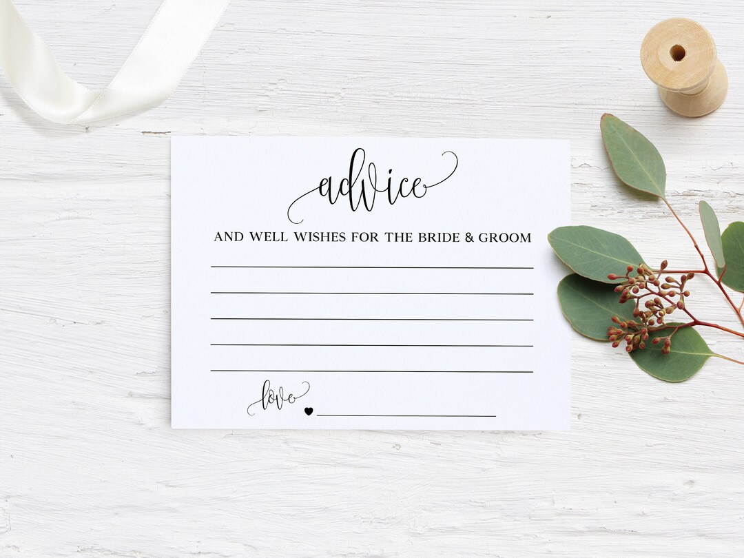Advice for the Bride and Groom Cards, Printable Advice Cards Wedding ...
