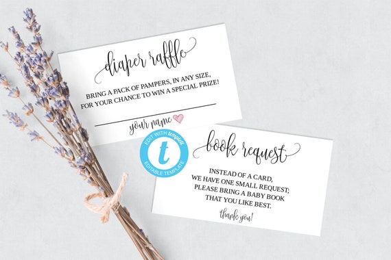 2 in 1 Diaper Raffle and Book Request Baby Shower Invitation