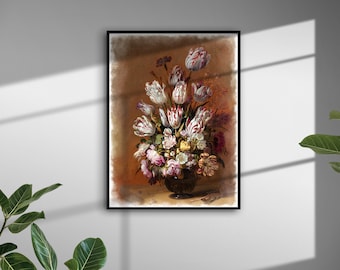 Old Masters series #3 - Still life with flowers, Hans Bollongier, wall art, painting, printable.