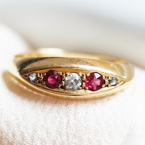 Edwardian Ruby and Diamond Five Stone Ring