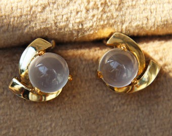 Vintage Cabochon Mondstein Ohrstecker