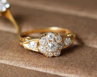 Victorian 0.60 Carat Old Cut Diamond Cluster Ring