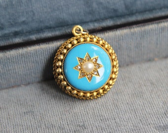 Victorian Pearl, Diamond and Enamel Locket Pendant
