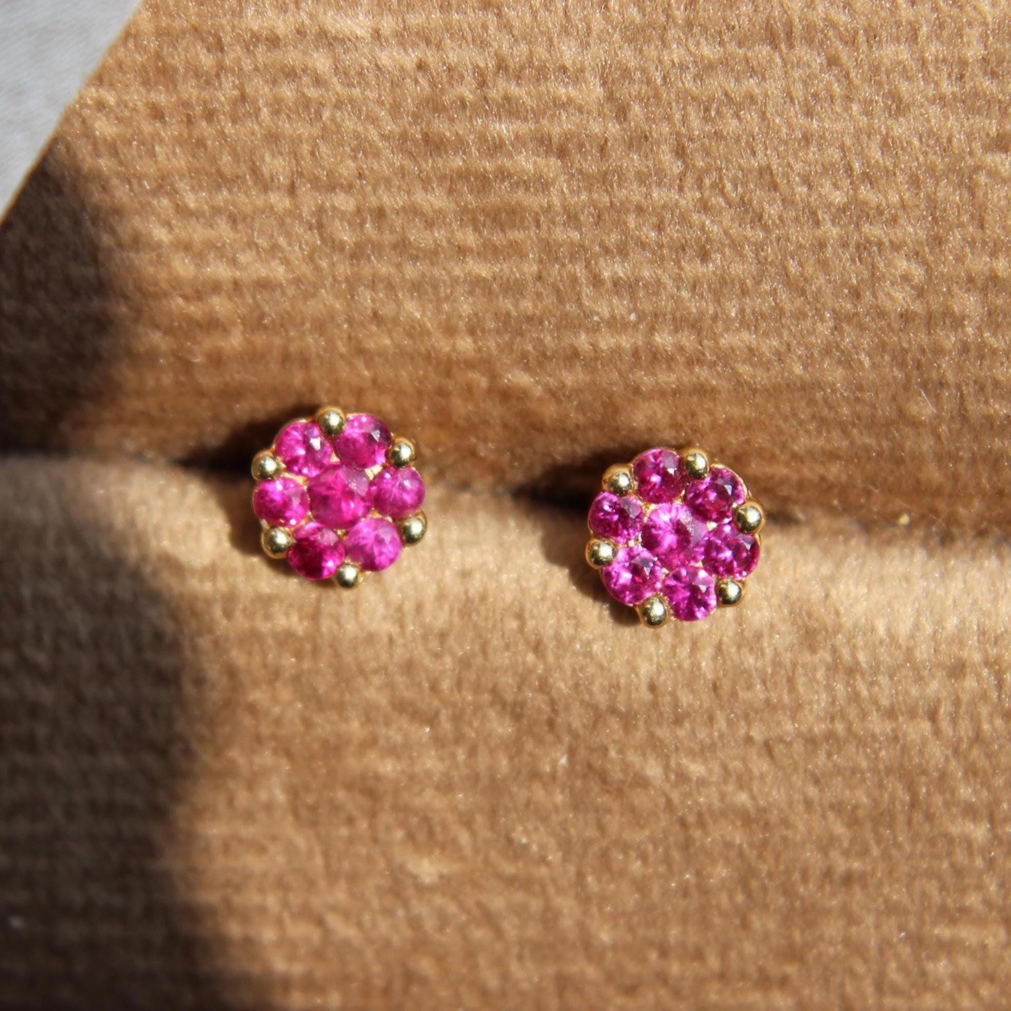 Orecchini A Bottone Oro Rosa 375/9k Zirconia 14 Pietra 5.5 Mm – Schmuck GmbH - Foto 2