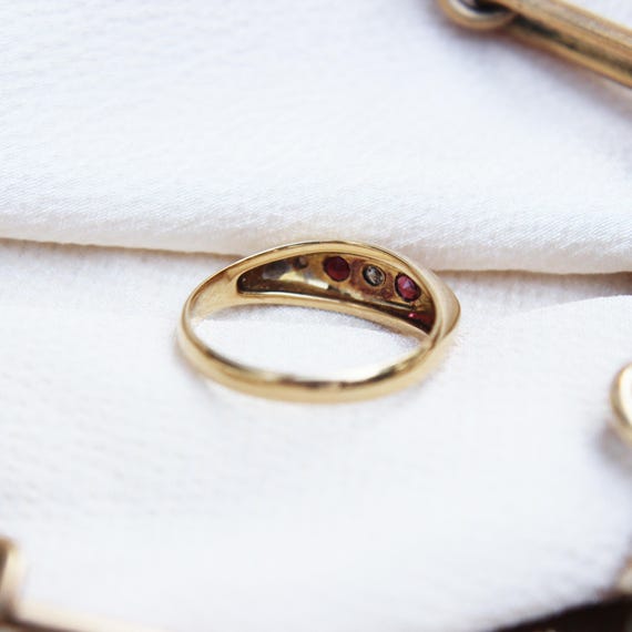 Edwardian Ruby and Diamond Five Stone Ring - image 3