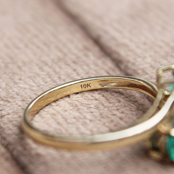 Emerald Two Stone Crossover Ring - image 5