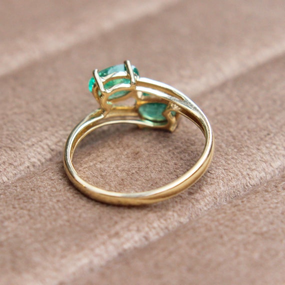 Emerald Two Stone Crossover Ring - image 3