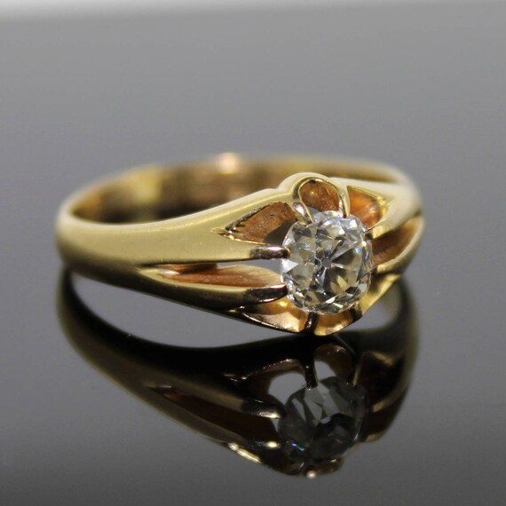 Cushion Cut Diamond Solitaire Gents Ring Circa 1890s Etsy
