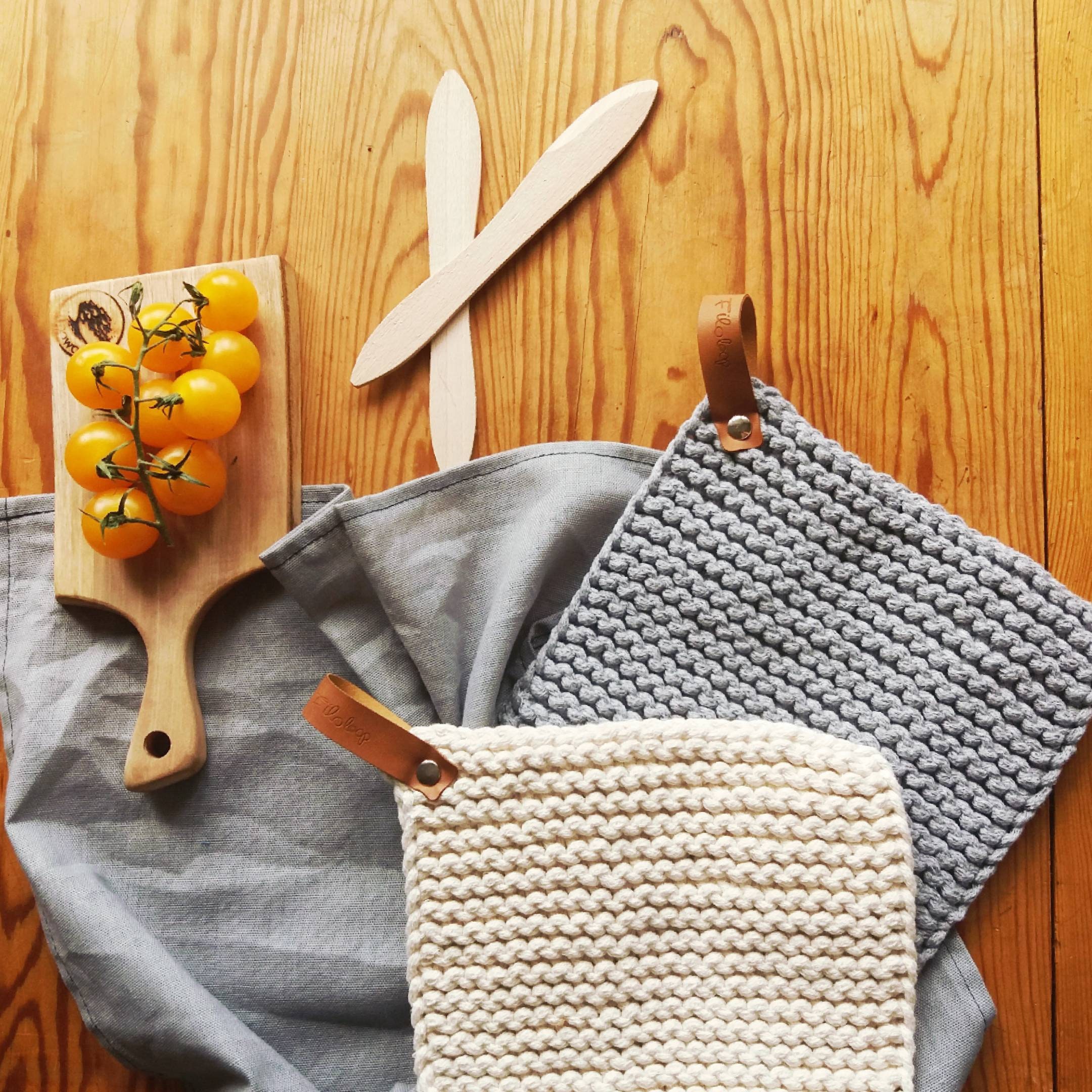 Buy Two Pot Holder Knitted Pot Holders Eco Cotton Cord Washable Online