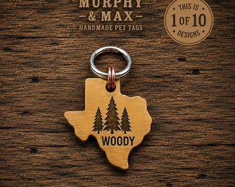 Texas Dog Tag, Personalized Pet ID Tag, Brass Texas State Tag, Custom Dog Name Tag, Engraved Pet Tag, Texas Gift for Dog Lover - 10 Options