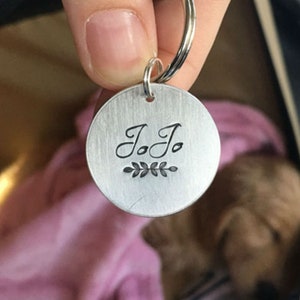 Fern - Small 3/4” Custom Pet Id Tag - Personalized Hand-Stamped Dog Or Cat Name Tag Funny