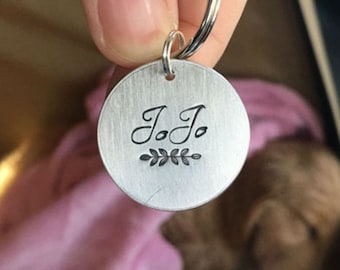 Fern - Small 3/4” Custom Pet Id Tag - Personalized Hand-Stamped Dog Or Cat Name Tag Funny