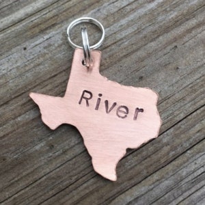 State of Texas (Or Select Your State) Pet Name Tag Medium 1" Max. Custom Pet Id Tag Personalized Hand-Stamped Dog Cat Name Tag Pet Supplies