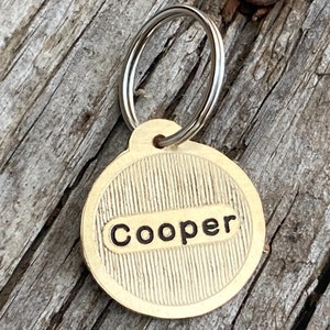 Personalized Brass Stripe Dog Tag, Custom Geometric Pet ID Tag, Engraved Simple Dog Tag, Cat Tag, Pet Accessories, Boy or Girl Dog