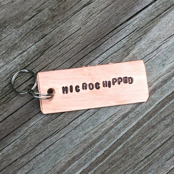 Microchipped  - 1 1/4" Custom Pet Id Tag Dog Name Tag Microchip dog tag, dog tag, microchipped, dog, pet tag, I'm chipped tag Funny