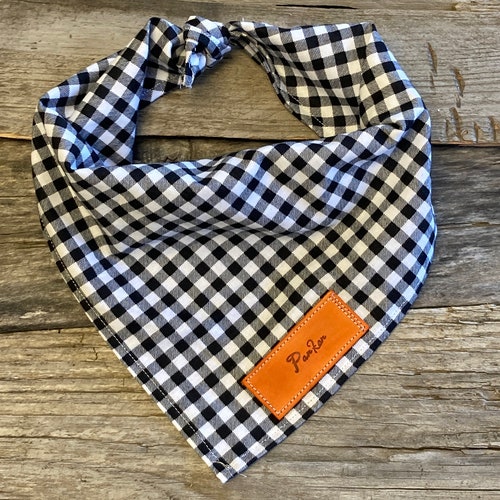 Dog Bandana Black White Plaid Dog Bandana Traditional Tie Etsy