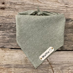 Personalized Dog Bandana, Olive, White Leather Personalized Name Tag, Dog Bandana Unisex Dog Bandana, Dog Clothes Scarf Toys for Dogs Puppy