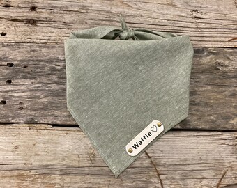 Personalized Dog Bandana, Olive, White Leather Personalized Name Tag, Dog Bandana Unisex Dog Bandana, Dog Clothes Scarf Toys for Dogs Puppy