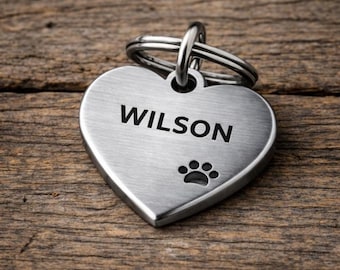 Personalized Valentine’s Day Bone Pet ID Tag – Custom Engraved Dog & Cat Collar Tag – Unique Heart Paw Pet Name Tag Gift