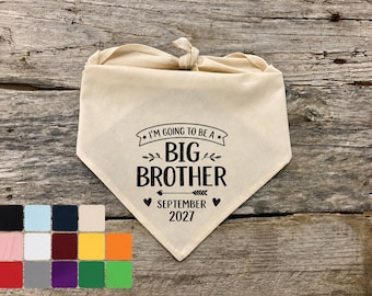 2027 Big Brother To Be Dog Bandana Pregnancy Baby Announcement Dog Scarf Accessory Clothing for Pets  | 35 Colors | All Sizes XXS-XXL