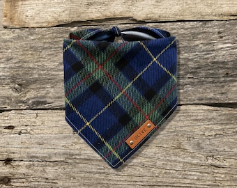 Personalized Scottish Tartan Dog Bandana | Custom Plaid Dog Bandana | Pet Scarf | Red Green Plaid Dog Gift | Personalized Dog Bandana