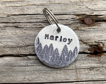 Dog Pet ID Tag, Forest Wanderer, Personalized Pet Dog ID Name Tag  Custom Tag, Three Sizes, Select Custom Metal Options, Funny Pet Tags