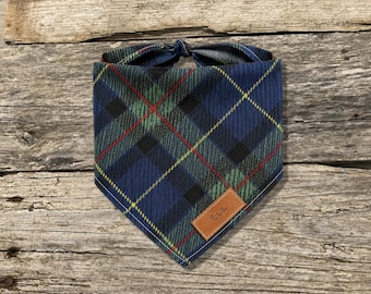 Personalized Scottish Tartan Dog Bandana | Custom Plaid Dog Bandana | Pet Scarf | Red Green Plaid Dog Gift | Personalized Dog Bandana