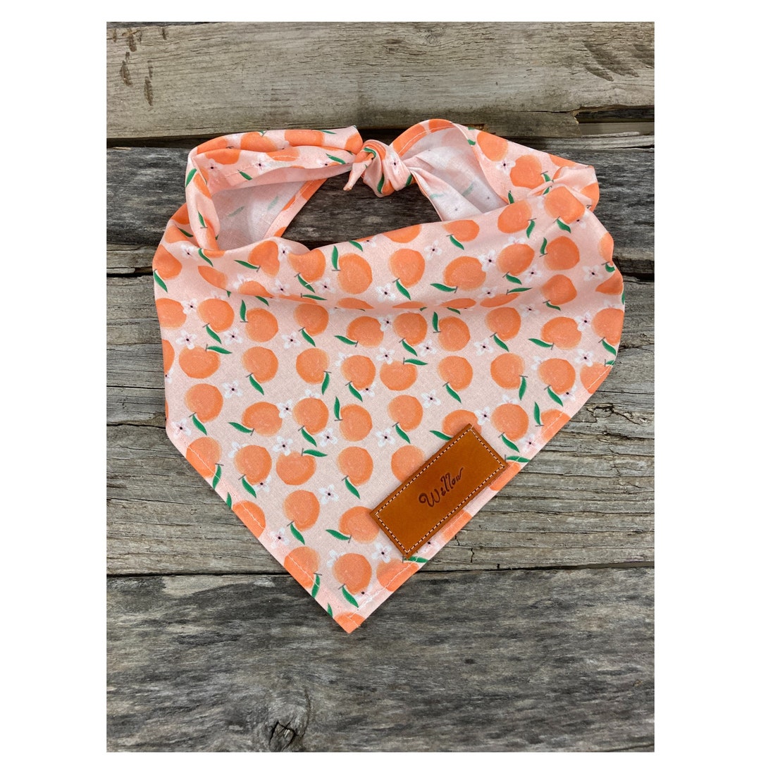 Custom Dog Bandana, Peaches, Dog Bandana, Traditional Tie, Personalized