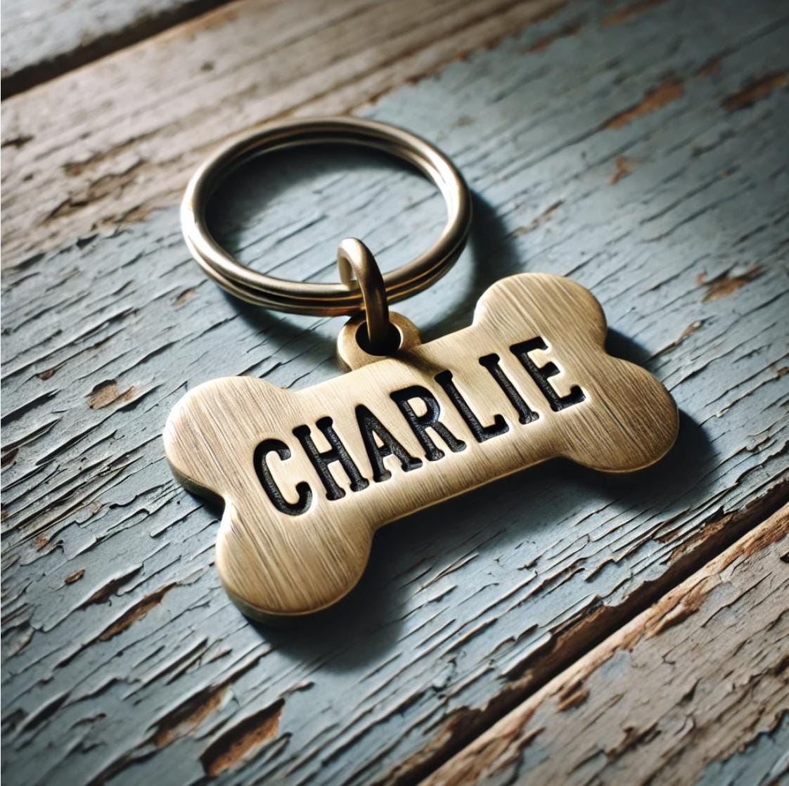 Personalized Brass Dog Tag - Hand-Stamped Bone ID Tag for Pets - Rustic Vintage Style - Custom Name Tag for Dogs - Pet Accessories Gift