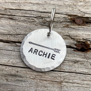 Dog Pet ID Tag, Bow Arrow Adventure, Personalized Pet Dog ID Name Tag  Custom Tag, Three Sizes, Select Custom Metal Options, Funny Pet Tags