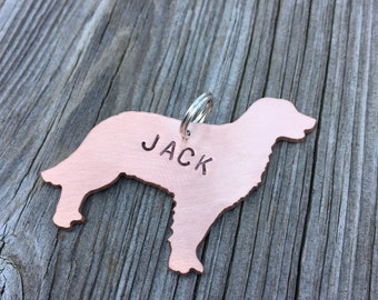 Golden Retriever (Or Select Different Breed) Outline - 1 1/4" Custom Pet Id Tag - Personalized Hand-Stamped Dog Name Tag Funny