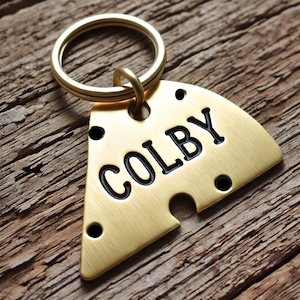 Personalized Cheese Pet ID Tag - Custom Food Theme Dog Cat Name Tag - Cute Food-Themed Pet Collar Accessory Unique Cheese Design Pet ID Tag