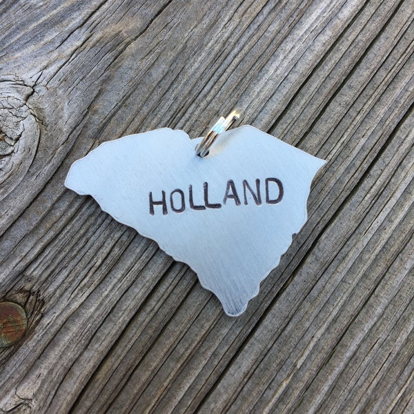 State of South Carolina (Or Select Your State) Pet Name Tag Medium 1" Max. Custom Pet Id Tag Personalized Hand-Stamped Dog Cat Name Pets