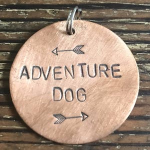 Adventure Dog - Large 1 1/4" Custom Pet Id Tag - Personalized Hand-Stamped Dog Name Tag Funny