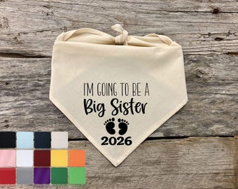 2026 Big Sister To Be Dog Bandana Pregnancy Baby Announcement Dog Scarf Accessory