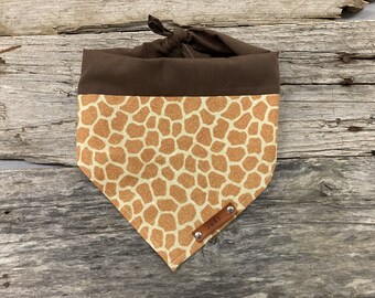 Bandana pour chien girafe, Animaux jaune orangé, Cravate traditionnelle, Bandana avec porte-nom en cuir personnalisé, Écharpe, Accessoires pour animaux de compagnie, Bandana pour chien