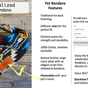 Bandanas pour chien, bandana aztèque pour chien, cravate traditionnelle en cuir personnalisée, étiquette nominative, bandana bandana pour chien sur le collier, accessoires pour animaux de compagnie image 3