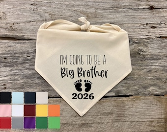 2026 Big Brother To Be Dog Bandana Pregnancy Baby Announcement Dog Scarf Accessory
