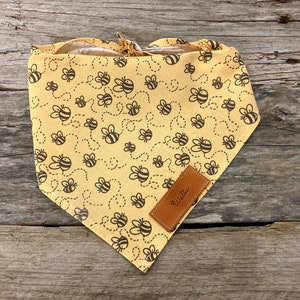 Dog Bandana, Bumble Bees, Bandana Blue Ocean Personalized Leather Tag Tie On Dog Rust Brown Dog Bandana Boho Dog Bandana Unisex Dog Bandana