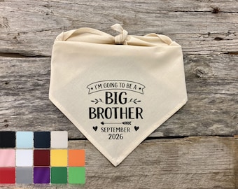 2026 Big Brother To Be Dog Bandana Pregnancy Baby Announcement Dog Scarf Accessory Clothing for Pets  | 35 Colors | All Sizes XXS-XXL