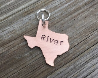 State of Texas (Or Select Your State) Pet Name Tag Medium 1" Max. Custom Pet Id Tag Personalized Hand-Stamped Dog Cat Name Tag Pet Supplies