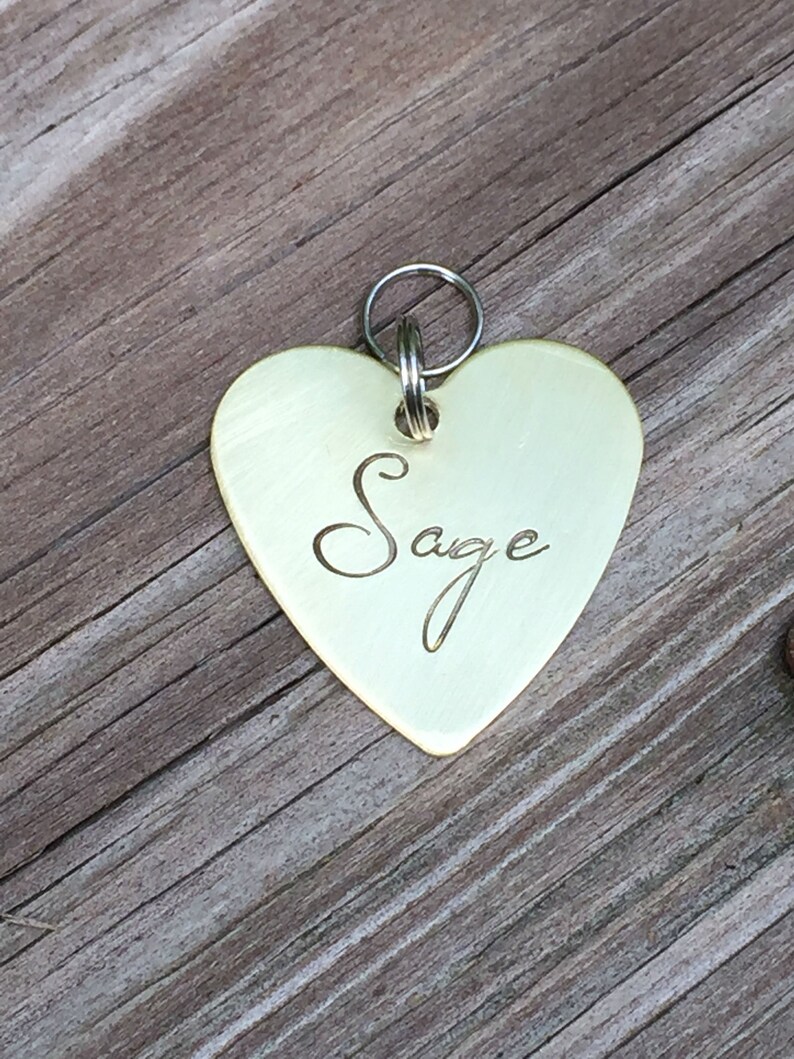 Heart Pet Id Tag optional Sterling Silver Dog ID Tag Name Etsy