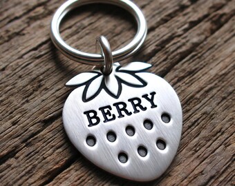 Personalized Pet ID Tag, Custom Dog Tag, Engraved Cat Tag, Unique Strawberry Shape, Cute Pet Accessory, Durable Pet Name Tag, Fun Pet ID