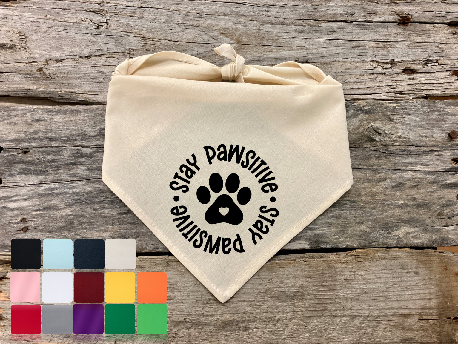 Dog Bandana, Stay Pawsitive, Traditional Tie, Scarf, Pet Accessories Supplies, Bandana Gifts Boys Girls Dogs Cats