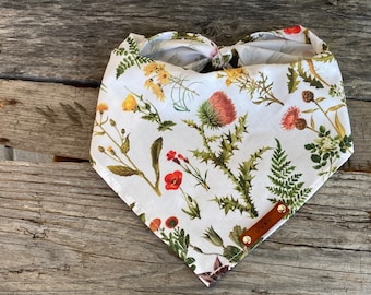 Bandana Dog, Field Meadow, Traditional Tie, Personalized Leather Name Tag Bandanna, Pet Accessories, Dog Bandana, Gifts for New Puppy