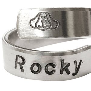 1/4&quot; Wide Adjustable Spiral Wrap Ring - Pet Memorial Hidden Message Hand Stamped Ring Personalized Ring Pet Loss Sympathy Gift Loss Of Dog