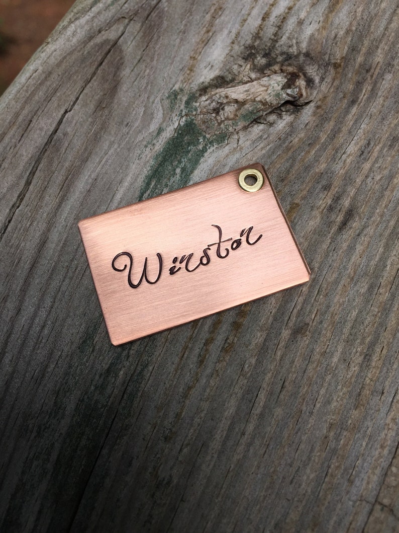 Cursive Font Custom Pet Id Tag Copper Dog Tag Sale Name and Phone Number XL Large Breed 1 12 Wide dog tag for dogs Dog ID Tag Dog Tag