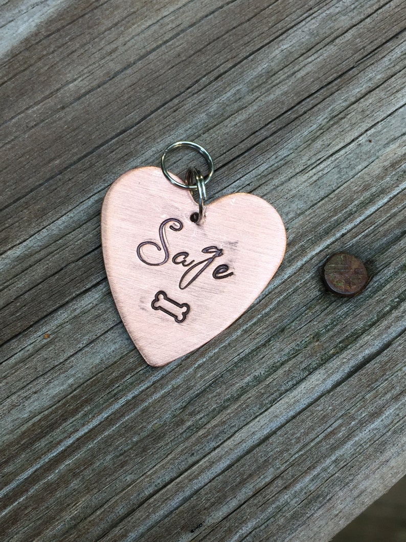 Heart Pet Id Tag optional Sterling Silver Dog ID Tag Name Etsy